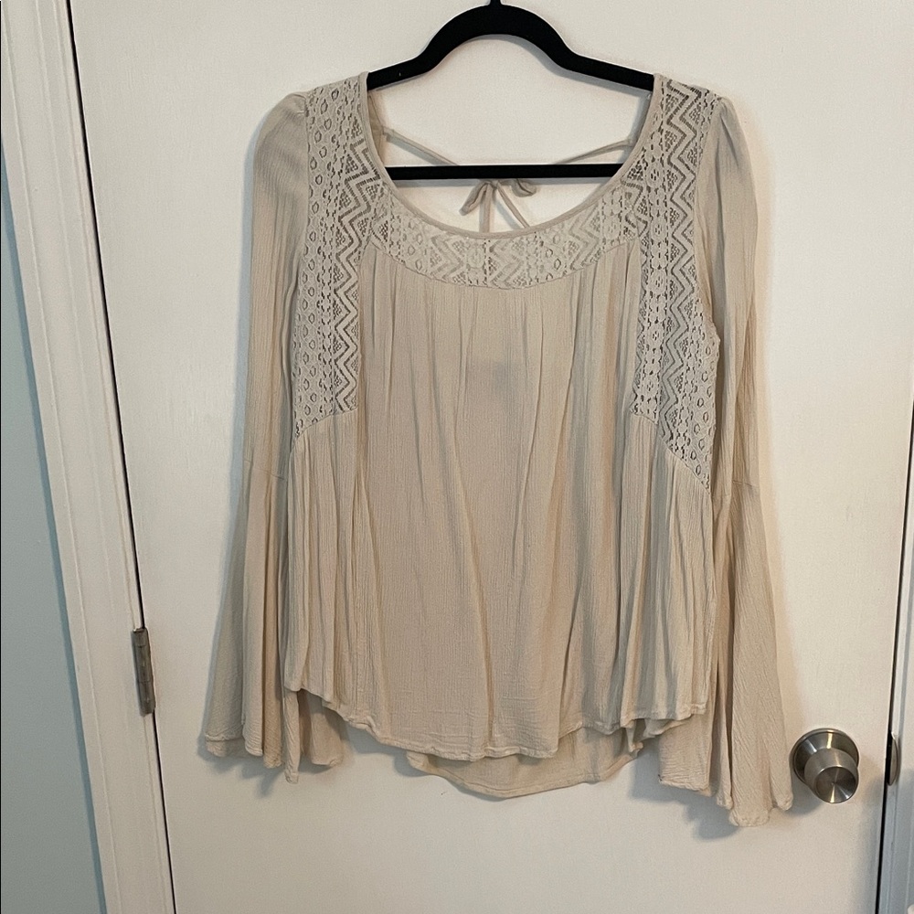 Cupio Cream Lace Detail Women's Blouse XL